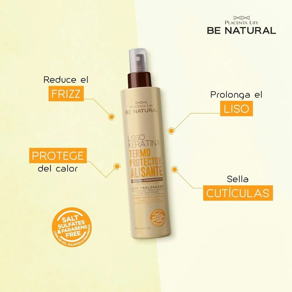 BE NATURAL LISO KERATINA TERMOPROTECTOR 250ML