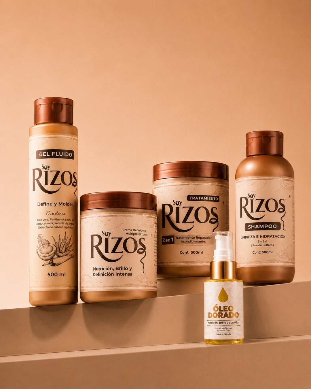 COMBO 4: KIT BASICO + GEL FLUIDO DE 500ML + OLEO DORADO