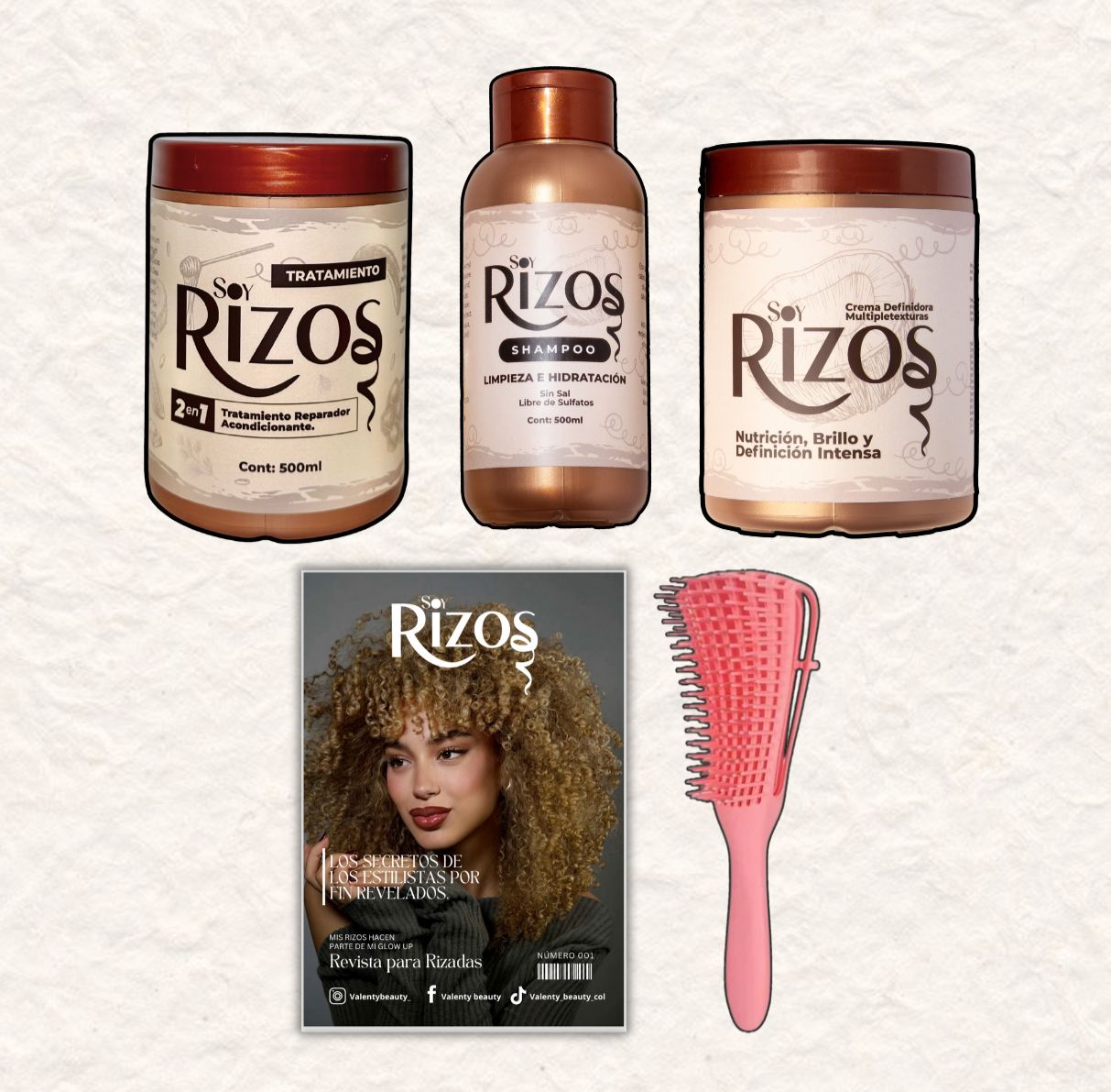 SOY RIZOS TRIO DE SHAMPOO, TRATAMIENTO Y CREMA DE PEINAR